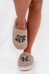 Furry slippers with hearts beige Amandra