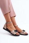 Women's Flat Sandals With Chain Vinceza 17320 Gold
