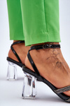 Leather Sandals On A Transparent Bar Black Randy