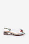 Transparent sandals with low heels and green decoration D&A MR38-368