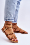 Women's Sandals With Decorative Studs Brown Dorothy