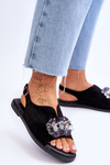 Women's Suede Sandals With Stones Black Mersea