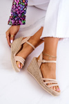 Suede Wedge Sandals Beige Louisiana
