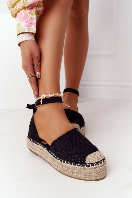 Espadrilles On A Straw Platform Black Bali
