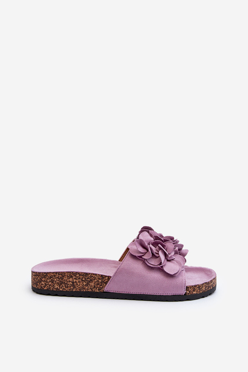 Women's Sandals on Cork Platform with Eco Suede Purple Jaihini