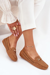 Ladies Moccasins With Cutouts And Decoration Camel Kaydance