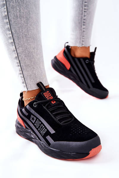 Buty Sportowe Skórzane Zamszowe Big Star Czarne II274460