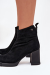 Suede Leather Women's Ankle Boots Vinceza 91142 Black