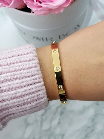 Women's Steel Bracelet With Zircons Gold 6mm Valerii