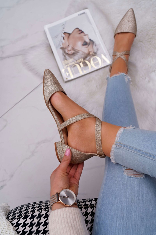 Women's Brocade Ballerinas Pointed Gold Vontare