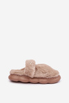 Furry Slippers With A Small Brooch Dark Beige Primaria