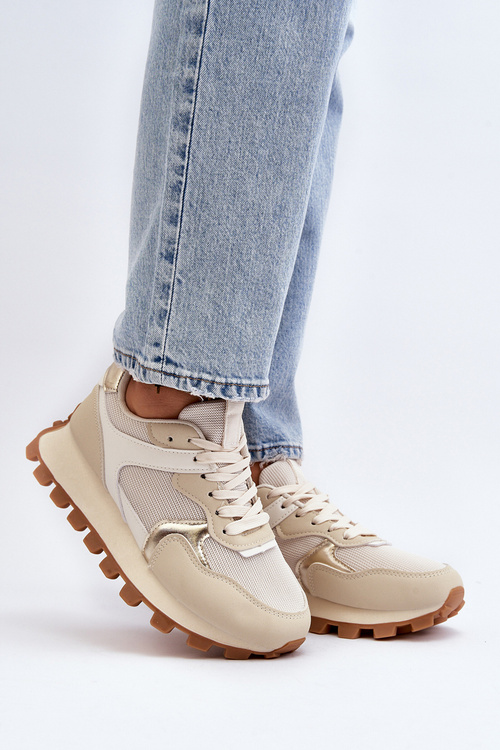 Buty Sportowe Sneakersy Damskie Beżowe Ralita C2145