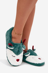 Christmas Women's Slippers With Reindeer Motif Fur Green Orsella