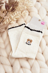 Patterned Women's Socks with Bear White