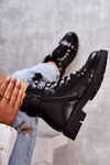 leather boots with a decorative belt Black Sabine