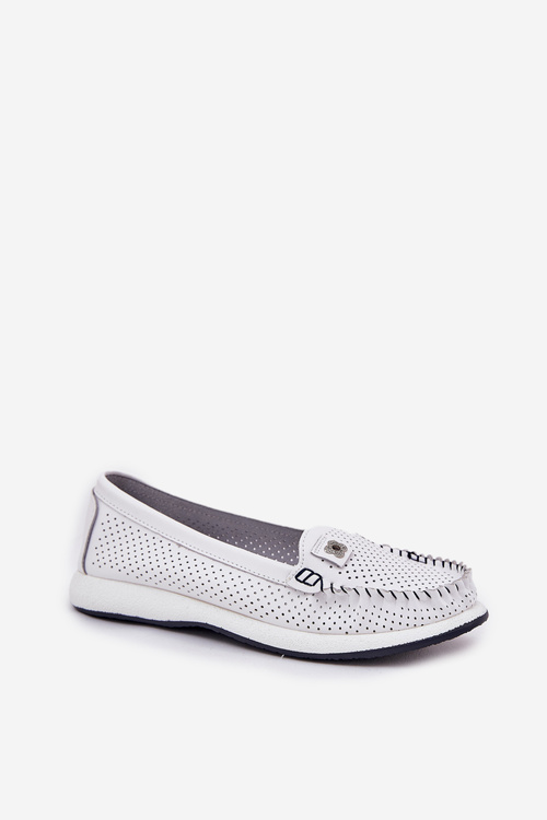 Ladies Leather Moccasins S.Barski LR51-673 White