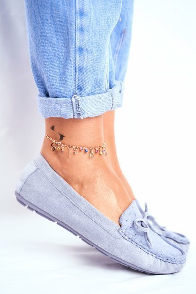 Women's Suede Moccasins S.Barski A199 Blue