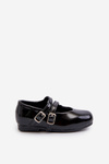 Black Patent Leather Children's Ballerina Flats with Straps Margenis
