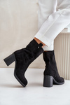 Women's Insulated Heeled Ankle Boots Eco Suede Black Vellinga