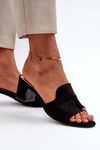 Women's Black Faux Suede Mules with Heel Jemenna