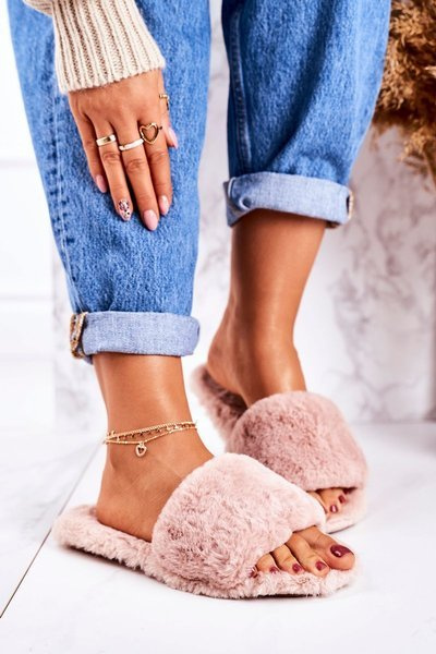 Women's Furry Slippers Pink Cold Days