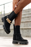 Women's Suede Boots with Chain Black Nemette