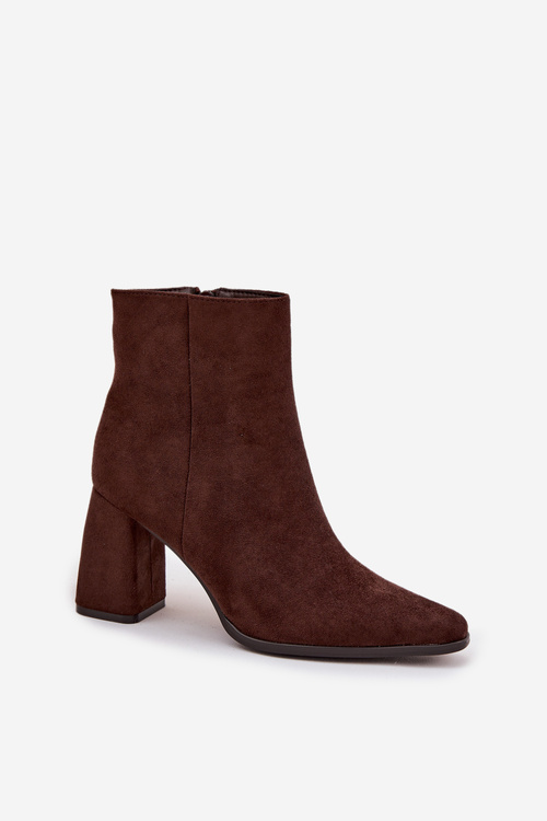 Women's Block Heels Ankle Boots Made of Eco Suede Chocolate Inessa
