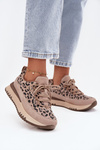 Suede Insulated Women's Sneakers on Platform Vinceza 66836 Leopard Beige