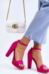 Suede Sandals On Heel Fuchsia Spectacular