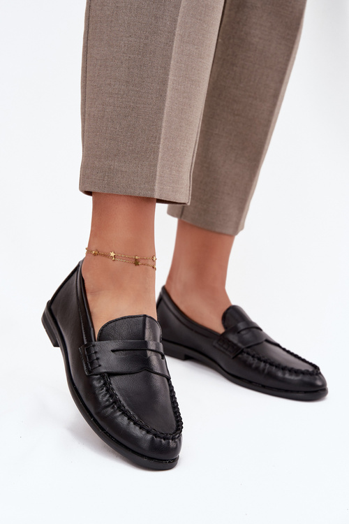 Women Loafers Made of Eco Leather Black Lilith