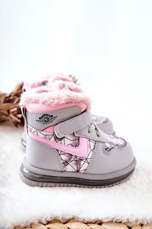 Children's Warm-up Snow Boots Grey and pink Shirinell