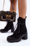 Suede Women's Boots On High Heel Black Rea