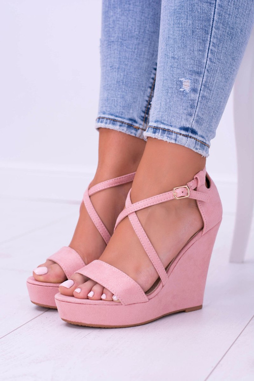 Women's Pink Suede Sandals On Anchor Eline