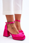 Fashionable Pumps On Massive Heels Fuchsia Sandia