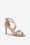 Sandals With Intertwined Straps On Heels Sergio Leone SK432 Golden Satin