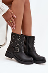 Embellished Women's Ankle Boots with Buckle Black Mivana