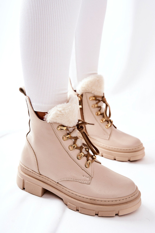 Leather Insulated Boots Beige Molissa