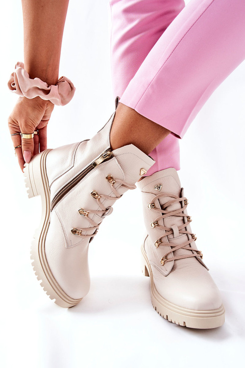 Women’s Leather Boots Beige Nicole 2674