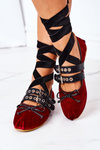 Lace-up Velor Ballerinas Lu Boo Burgundy