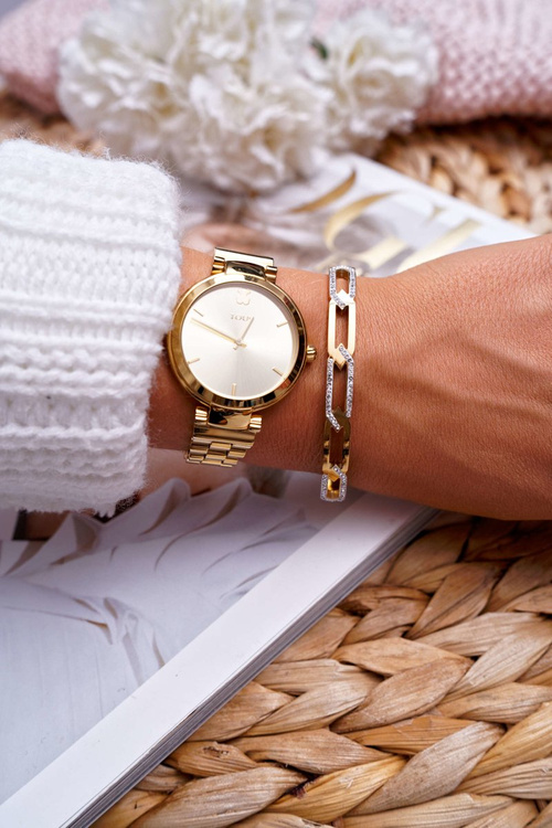 Damska Bransoleta Stalowa Z Cyrkoniami Złota Etienne