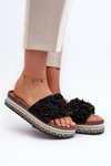 Women's Platform Sandals Adorned with Flowers Black Nodina
