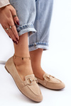 Women's Moccasins with Faux Suede Decoration Beige Winalita