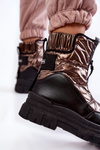Women's Comfortable Snow Boots Brown and Black Elodia