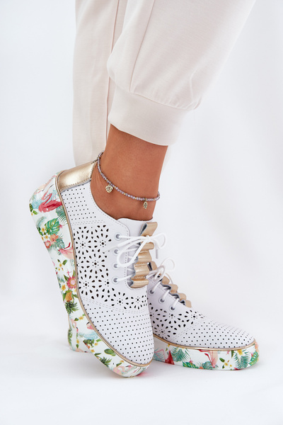 Womens Leather Wedge Shoes Artiker 56C1800 White-Gold