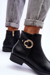 Leather Ankle Boots with Flat Heel Black Meronei 