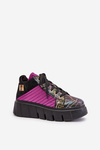 Sneakersy Damskie Na Platformie Skórzane Fuksja Maciejka 06767-15