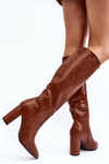 Women's knee-high boots with stiletto heel Camel Fiminna