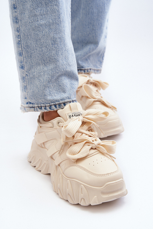 Women's sneakers with chunky sole beige Ellerai