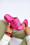 Fashionable women's slippers on a massive platform fuchsia Lorette