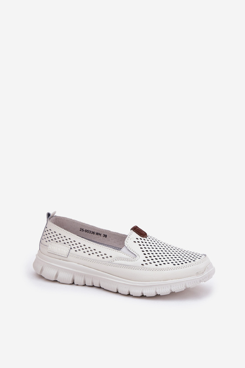 Perforated Ballet Flats Made Of Natural Leather Vinceza 95336 White
